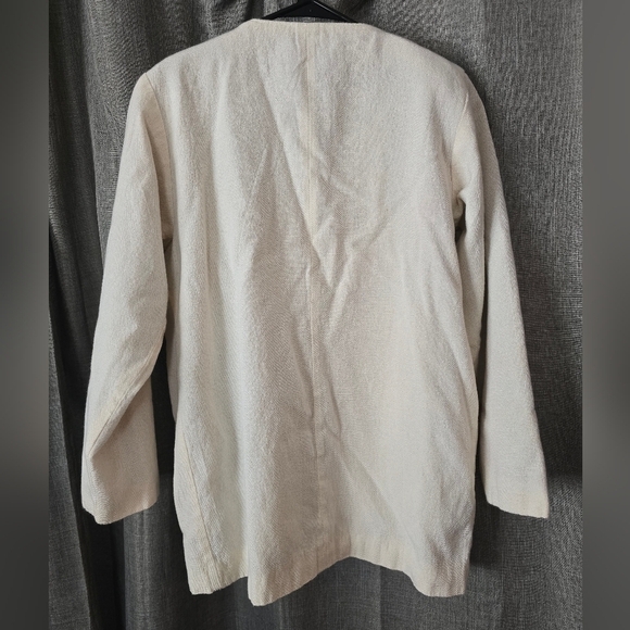 70s Mexican Linen Tapestry Jacket Womens Size M Aztec Chevron - Picture 4 of 6